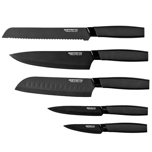 Soffritto 5 Piece Antibacterial Stainless Steel Kitchen Knife Set