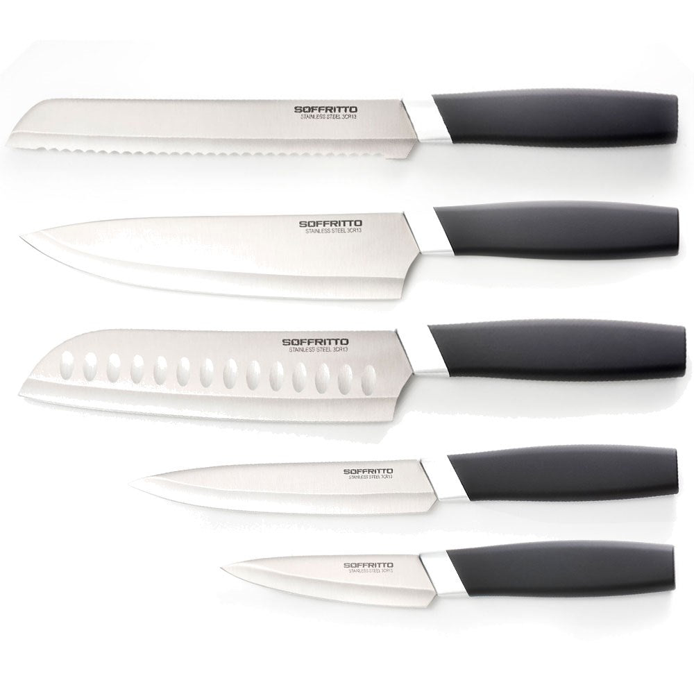 Soffritto 5 Piece Antibacterial Stainless Steel Kitchen Knife Set