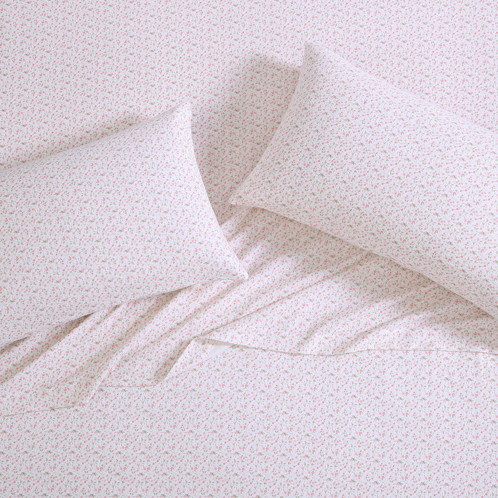 Laura Ashley Evie Flannelette Sheet Set Soft Pink