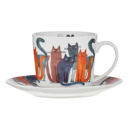 Ashdene Quirky Cats Cup & Saucer 280ml