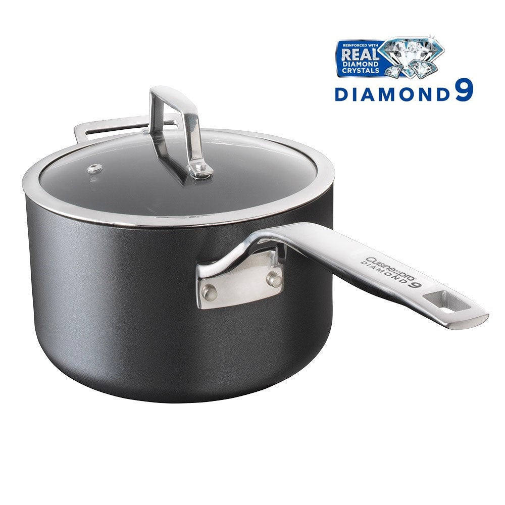 Cuisine::pro Diamond 9 Hard Anodised Non-Stick Saucepan with Lid 20 x 12cm