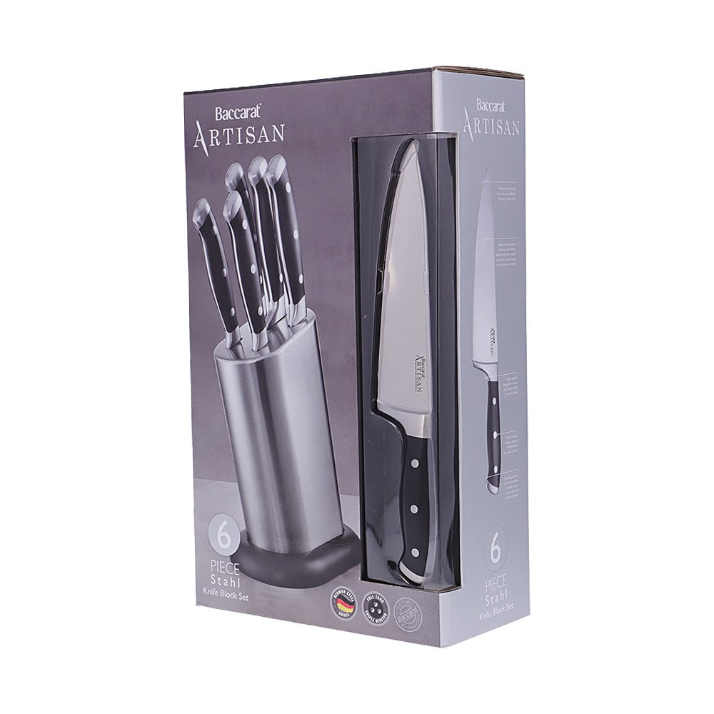 Baccarat Artisan Stahl 6 Piece Knife Block