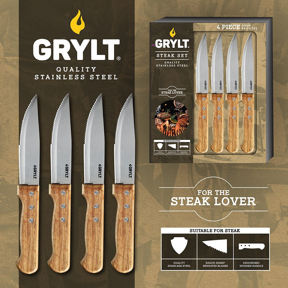 GRYLT Jumbo 4 Piece Steak Knife Set