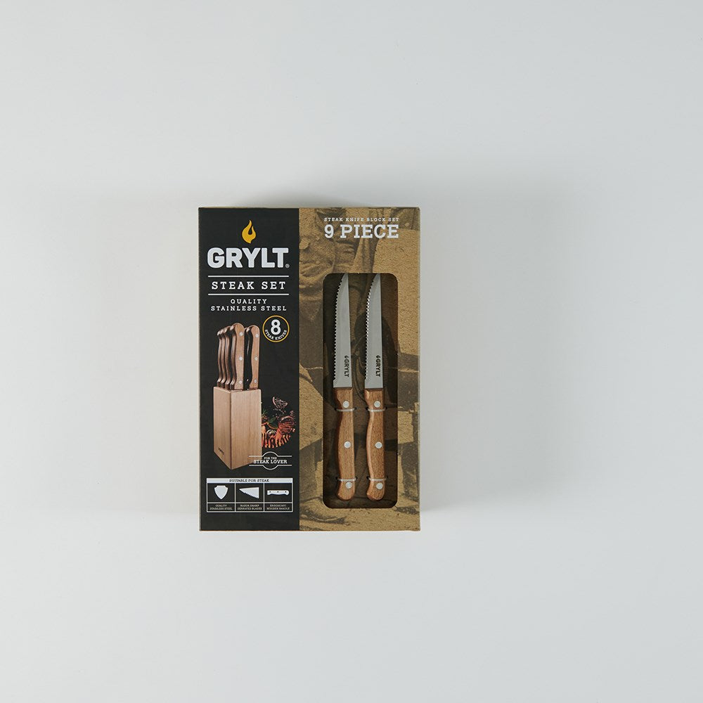 GRYLT 9 Piece Steak Knife Block Set