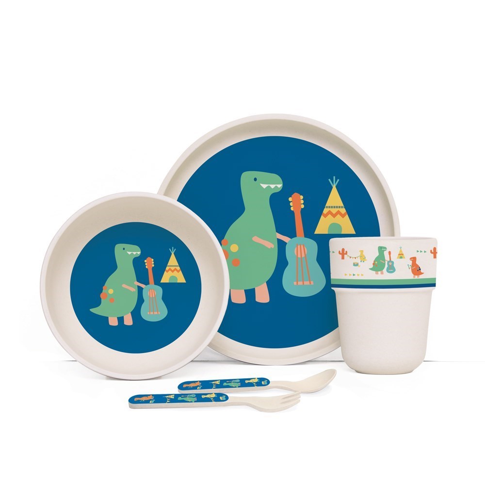 Penny Scallan Dino Rock Bamboo Kids Meal Set with Cutlery