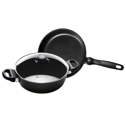 Swiss Diamond XD Nonstick Casserole and Fry Pan Set 24cm