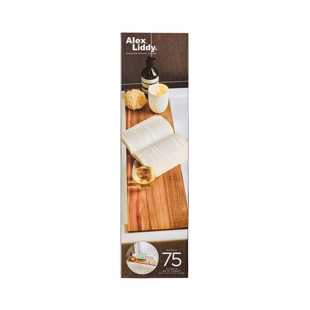 Alex Liddy Acacia Bath Caddy with Wine Holder