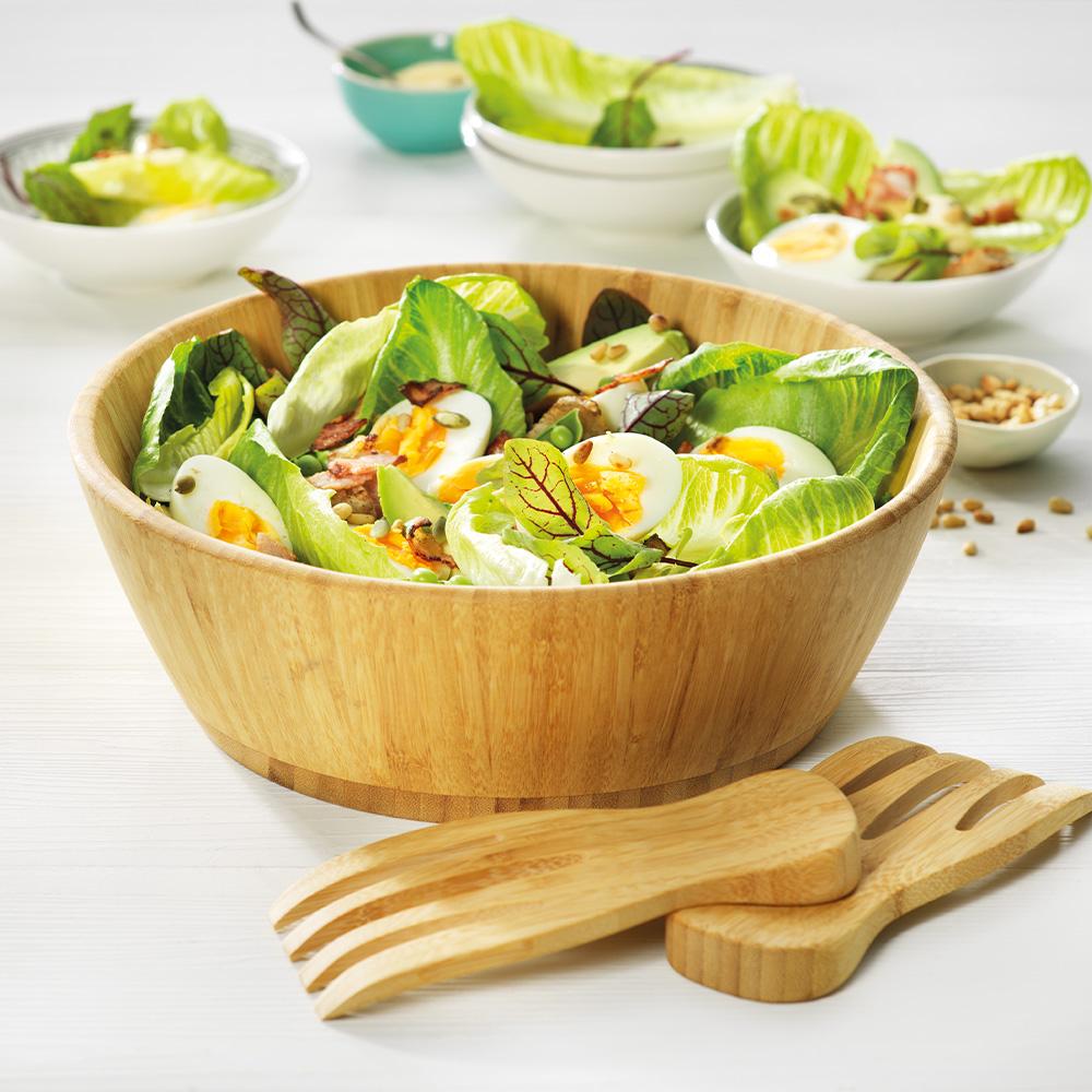 Ambrosia Karira Bamboo Salad Bowl with Servers 30cm