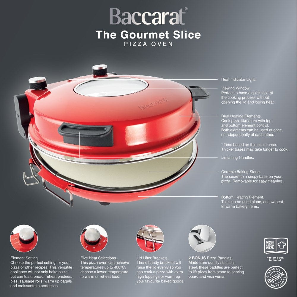 Baccarat The Gourmet Slice Pizza Oven Red