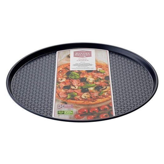 Bakers Delight Cuisson Carbon Steel Non Stick Pizza Crisper Tray 35cm Navy