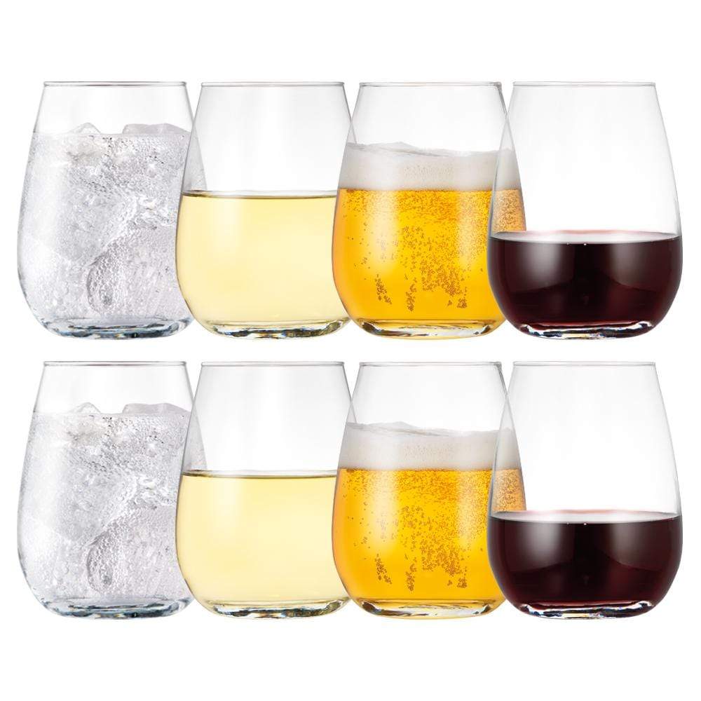 Cellar 8 Piece Flat Bottom Stemless Wine Glass Set 450ml