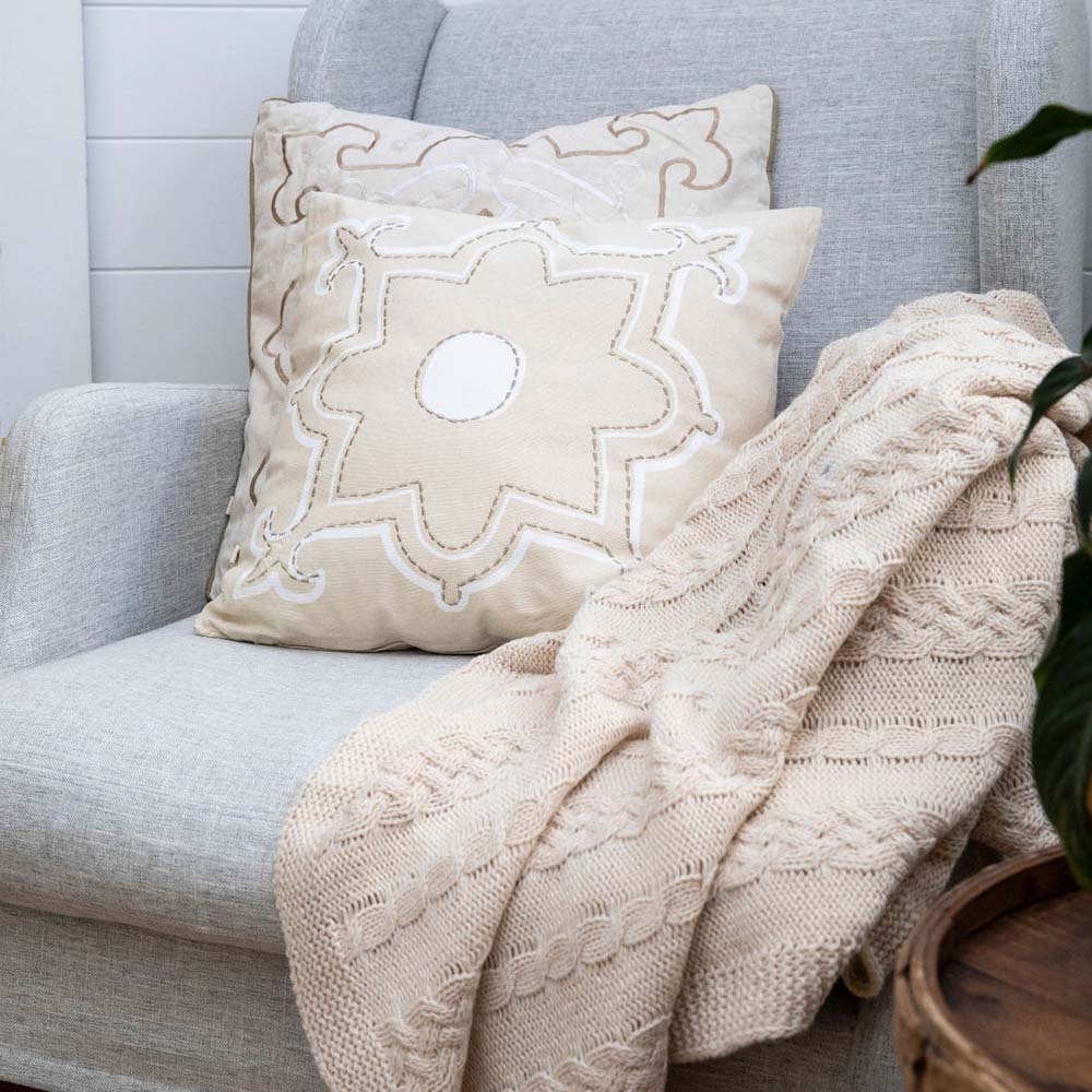 Deborah Hutton Sandpiper Embroidered Cushion