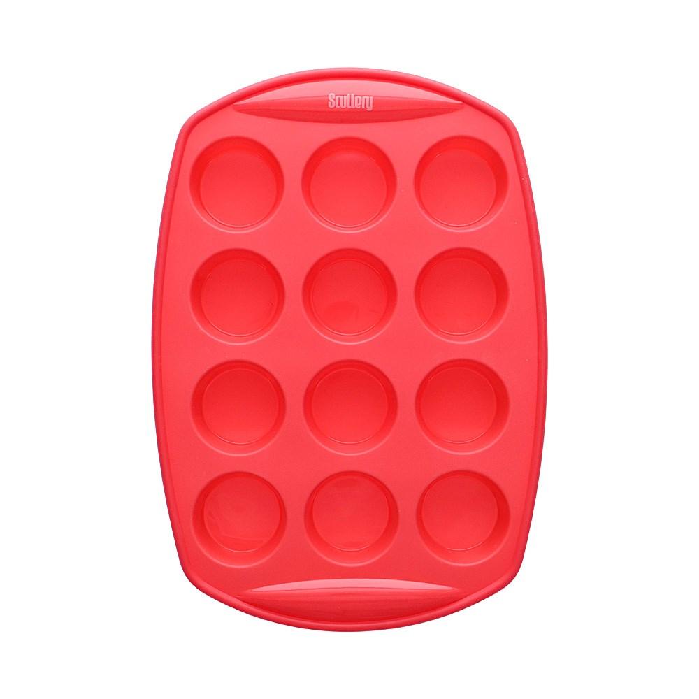 Scullery Kolori Silicone 12 Cup Muffin Tray Red