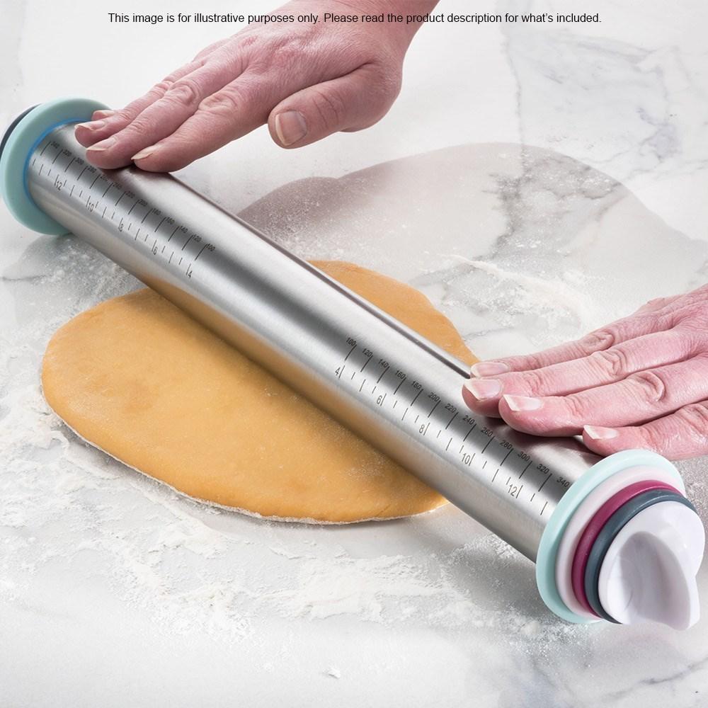 Soffritto Professional Bake Stainless Steel Rolling Pin with Adjusters 35cm