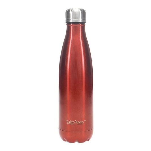 TakeAway Carnival Metalic Stainless Steel Water Bottle 500ml Red